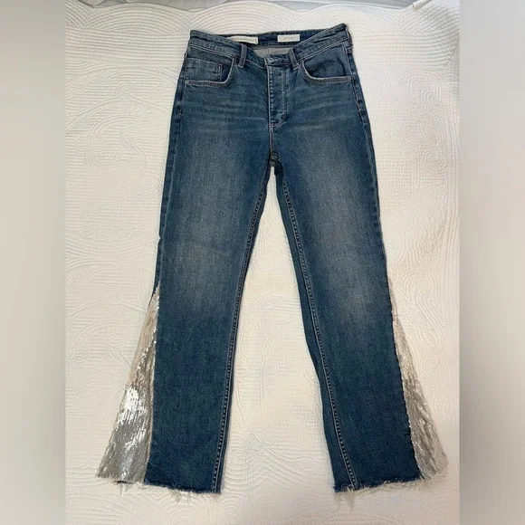 Anthro Pilcro and the Letterpress High-Rise Sequined Flared Jeans - Picture 2 of 9